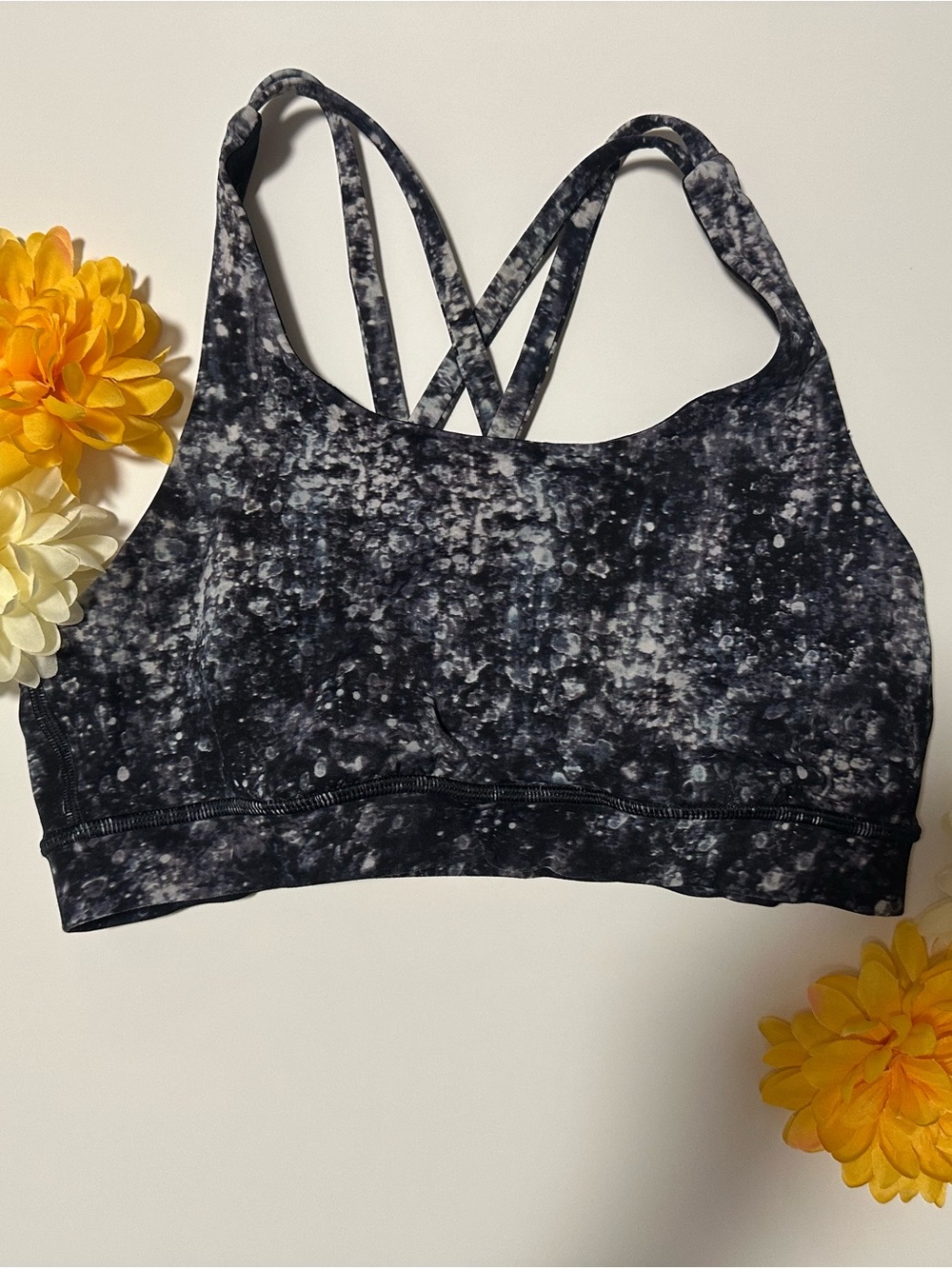 lululemon athletica Black & White Speckled Strappy Sports Bra